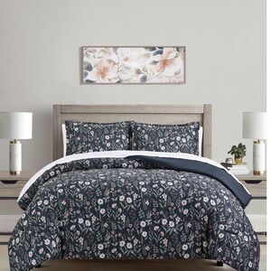 Home Collection Twin Comforter Set - Floral Black